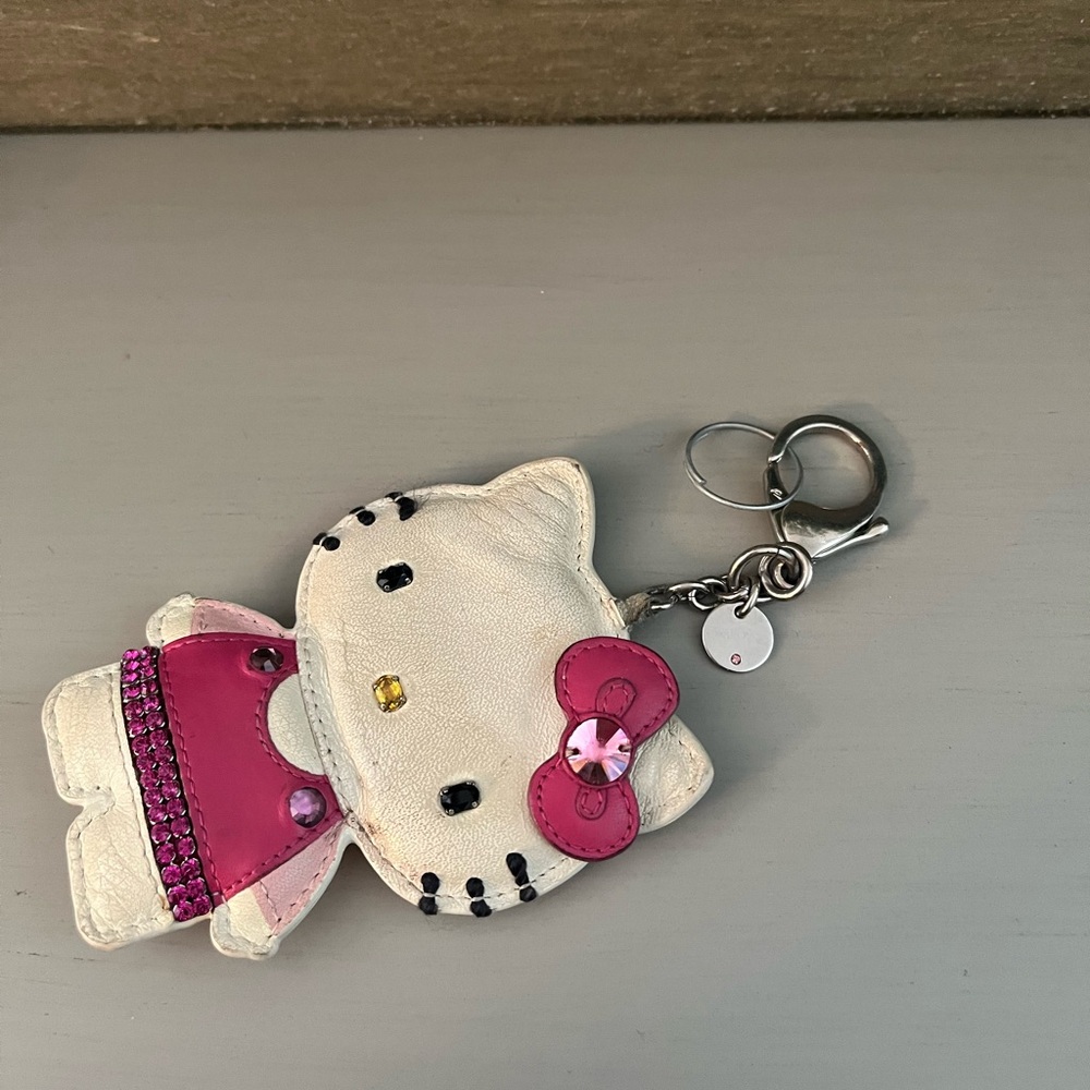 Swarovski X Sanrio Leather Hello Kitty Keychain / Bag Charm with Pink Accents - Picture 5 of 9